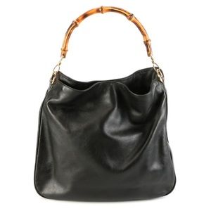 👜 Gucci Bamboo Black Leather Shoulder Bag 👜